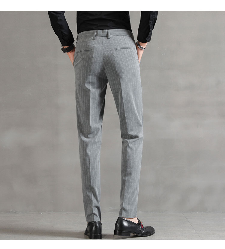 秋季加绒西裤男九分西服裤子男修身小脚正装西装男士休闲英伦长裤