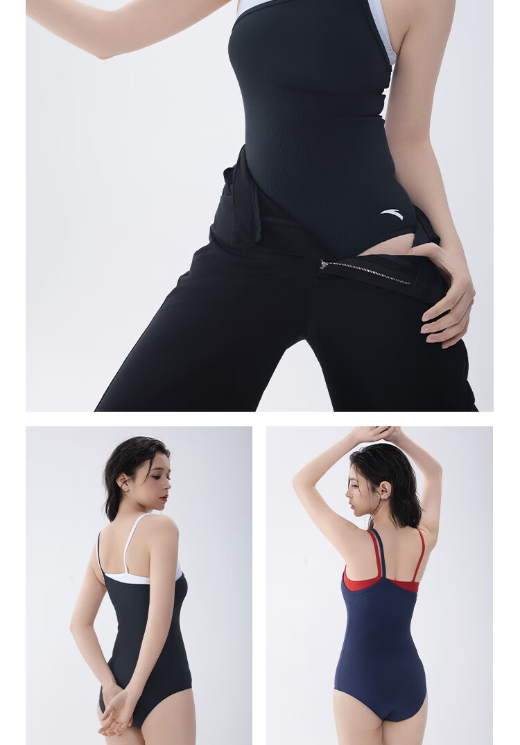 Anta 2026 New Women's High-Value Triangle Slim Fit Strappy Swimsuit Black 18