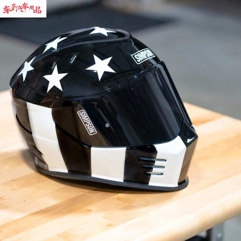 现货simpson辛普森ghost鬼武士碳纤维匪帮全盔ds风格哈雷头盔黑色