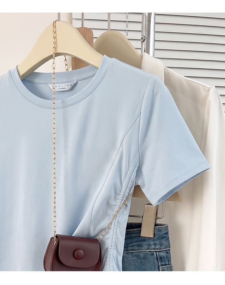 TonLion 2026 Summer New Women's Mid-Short Sleeve T-Shirt Unique Design Beautiful Waist-Slimming Top for Women 14