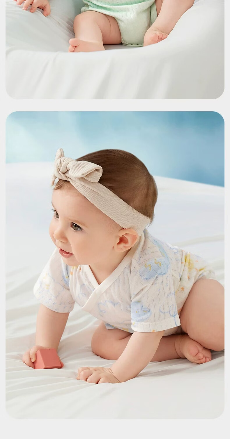 Aibedila Baby Romper Spring Summer Short Sleeve Newborn Cotton Mesh Back Bodysuit 16