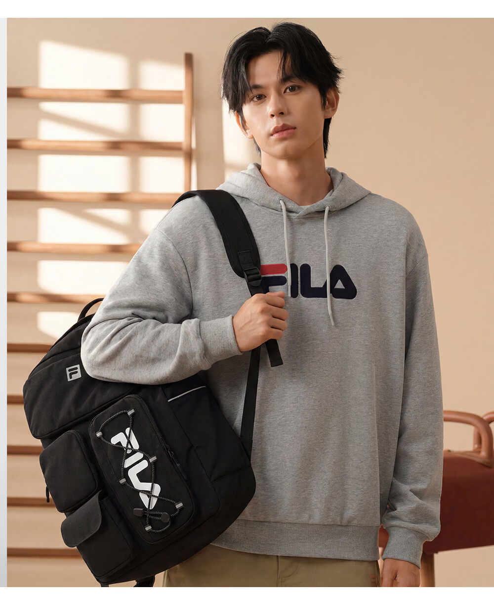 FILA Yi Yangqianxi Men's Multi-Pocket Gym Sports Daily Backpack Laptop School Bag 13
