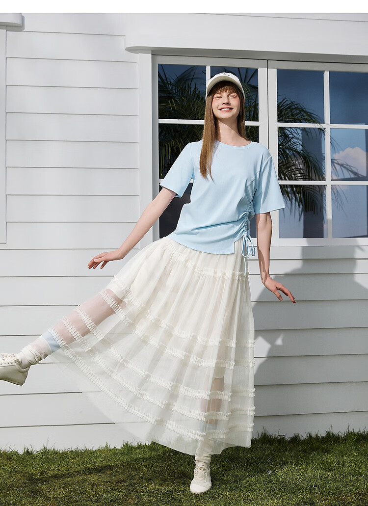 TonLion 2026 Summer New Women's Mid-Short Sleeve T-Shirt Unique Design Beautiful Waist-Slimming Top for Women 20