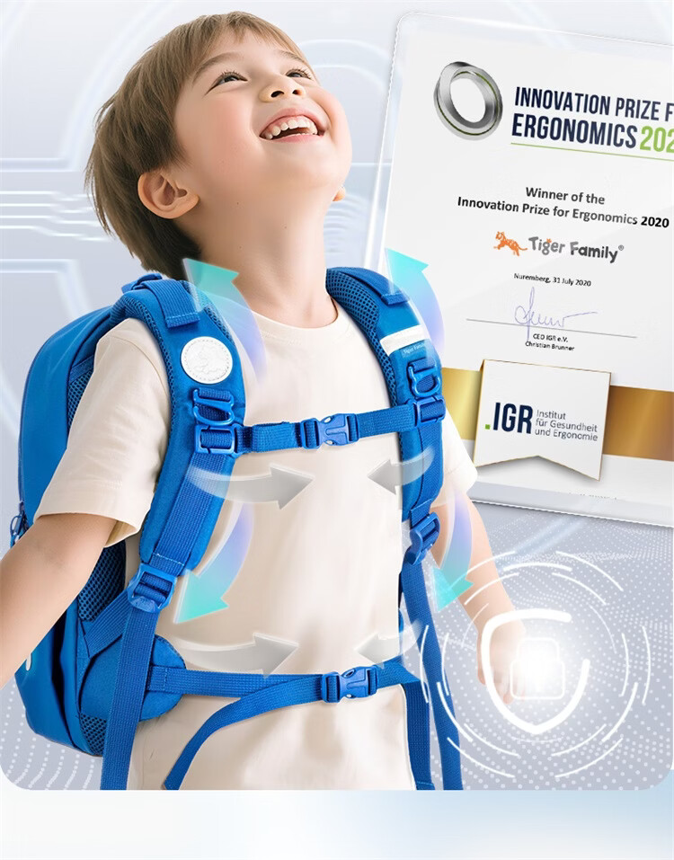 TigerFamily TigerMi Primary School Backpack for Grades 1-5 Kids Boys Girls Ergonomic Large Capacity School Bag 16