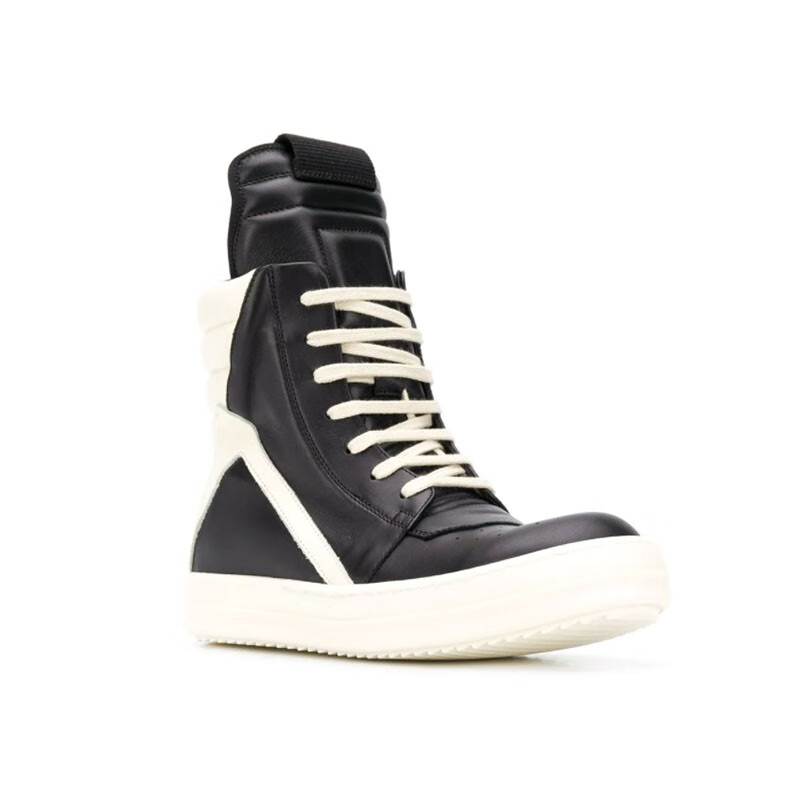 rick owens 女款黑白倒三角高帮球鞋 黑色 35.