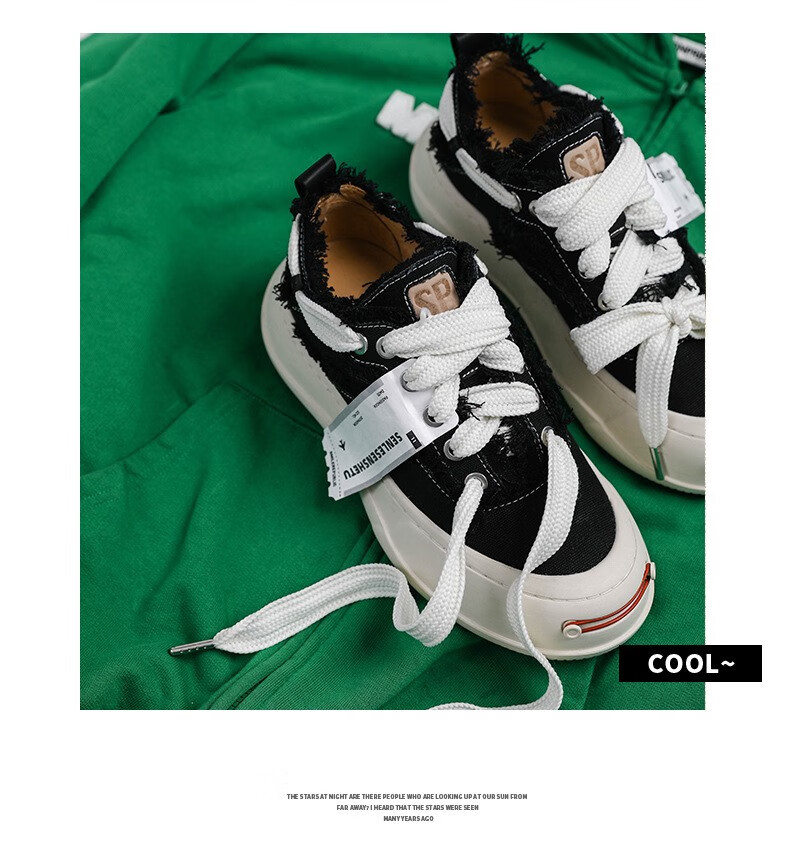 檀健次同款鞋sr开口笑厚底萌丑反转系带百搭情侣帆布鞋女 米色 女款37