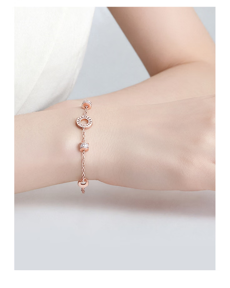 Aji Bean Women's Bracelet Fashion Trendy Simple Versatile Crystal Double Layer Stacking New Chinese Style National Wind Hand Chain 8