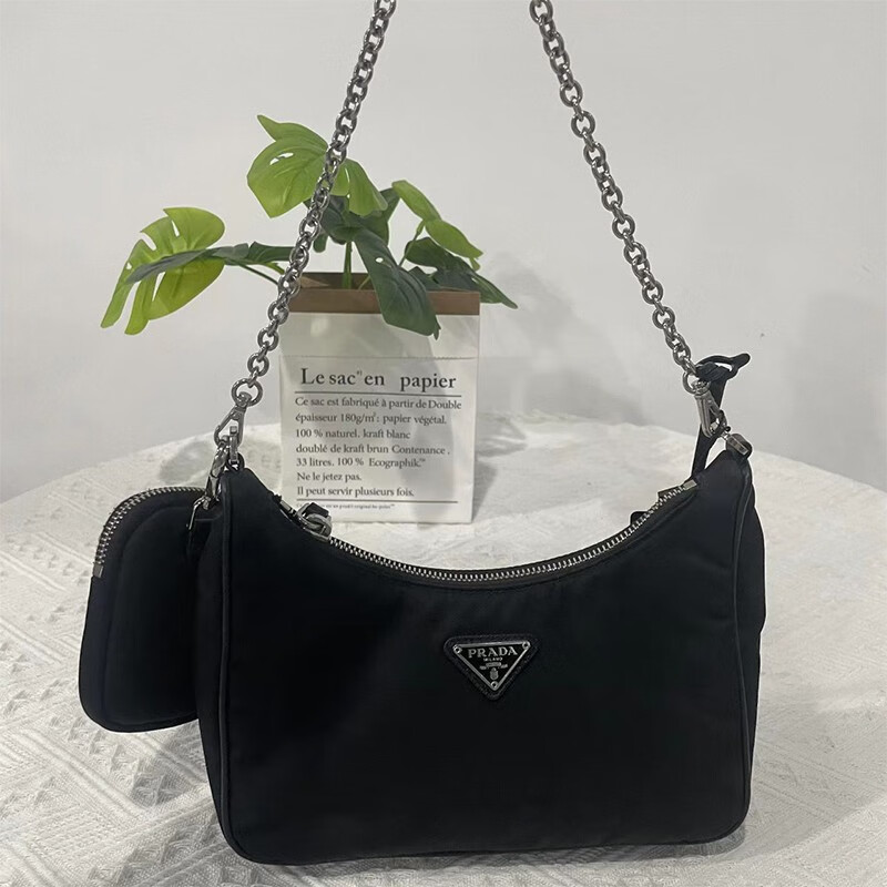 【二手99新】prada普拉达女包 三合一 黑色帆布 简约现代 女士单肩包