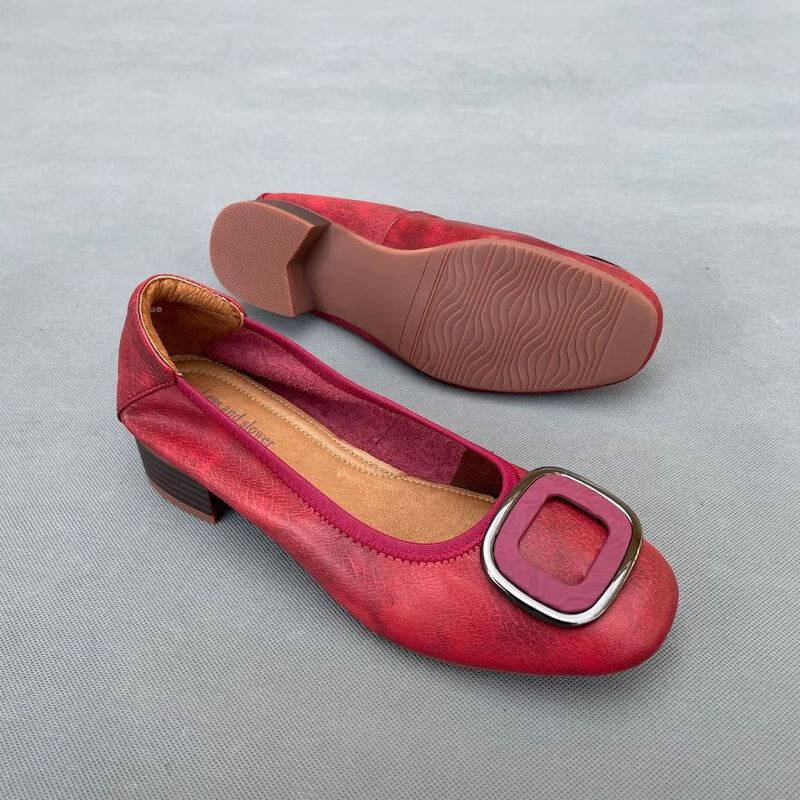 大码女鞋40-43宽胖脚特大低跟牛皮浅口女单鞋四季鞋 好穿 有4243大码