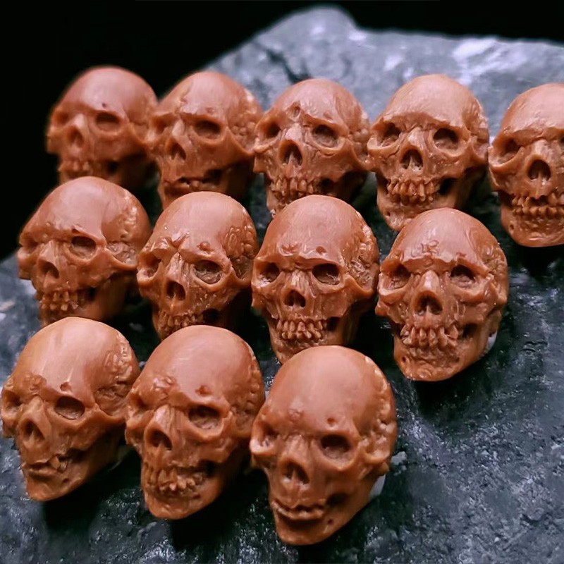 盘道橄榄核单籽骷髅王者小籽文玩核雕男士手把件小手本工雕刻定制1418