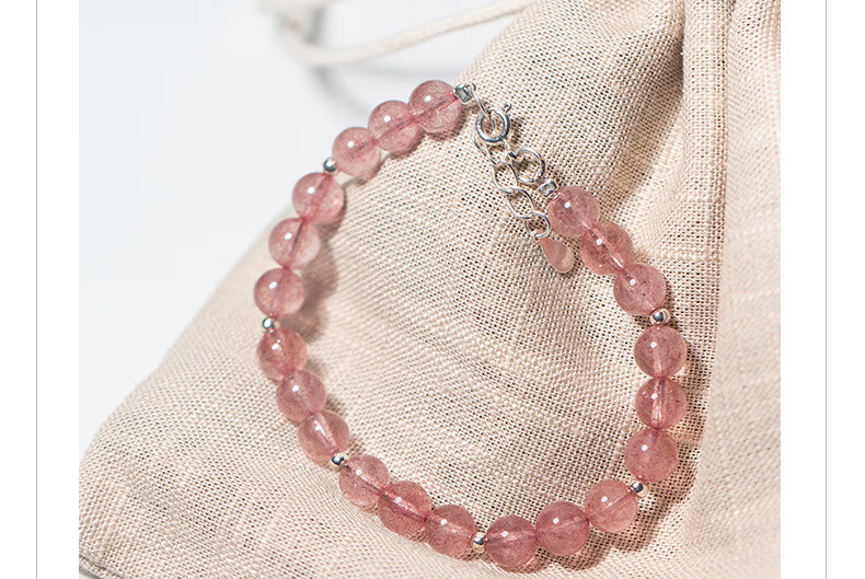 925银草莓晶手链女 甜美时尚气质水晶手链手饰品 s925银手链