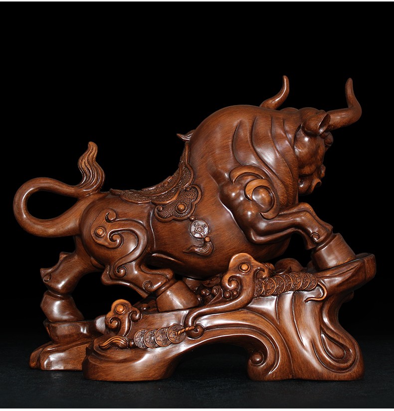 上善若水 特大号运势如虹公牛摆件 生肖牛转乾坤家居客厅电视酒柜装饰