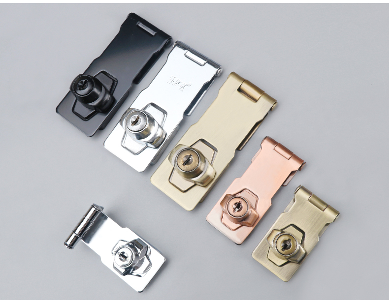 双开门橱柜锁 抽屉锁免打孔锁双开书柜锁具门锁柜门衣柜锁扣冰箱冰柜