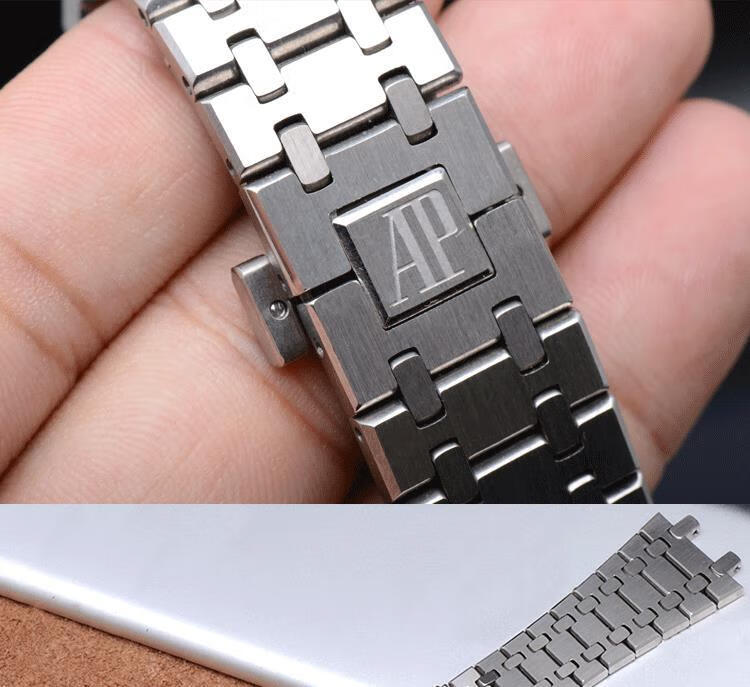 彩岸 代用爱彼皇家橡树ap15400表带钢带手表配件银色2126mm男女款 补