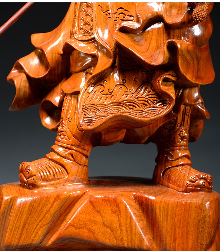 仙纵 花梨木雕关公像摆件客厅大号实木质武财神供奉红木头关羽神像