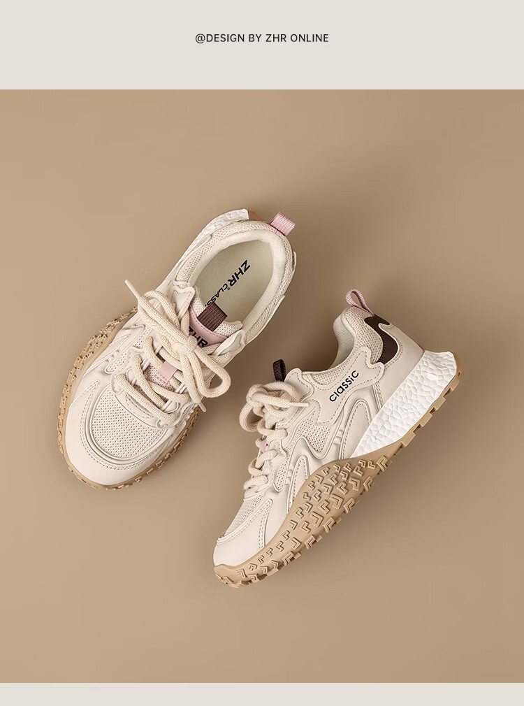 ZHR Women's Training Shoes New Mesh Breathable Sports Casual Shoes Thick Sole KS210EF Gray Purple Size 37 15