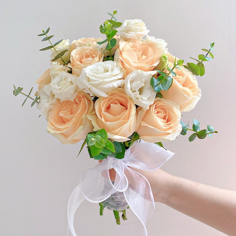 玫瑰花鲜花混搭向日葵云南玫瑰基地直发手捧花花束材网红 10支白玫瑰