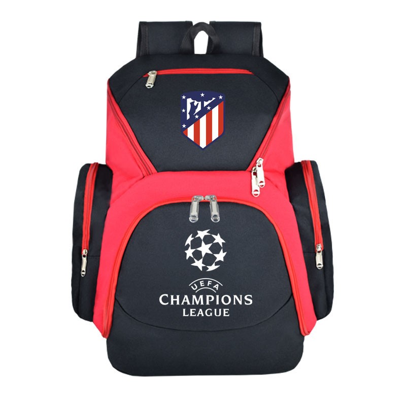 马德里足球运动双肩包皇马西甲球迷周边训练背包学生休闲旅游书包黑白