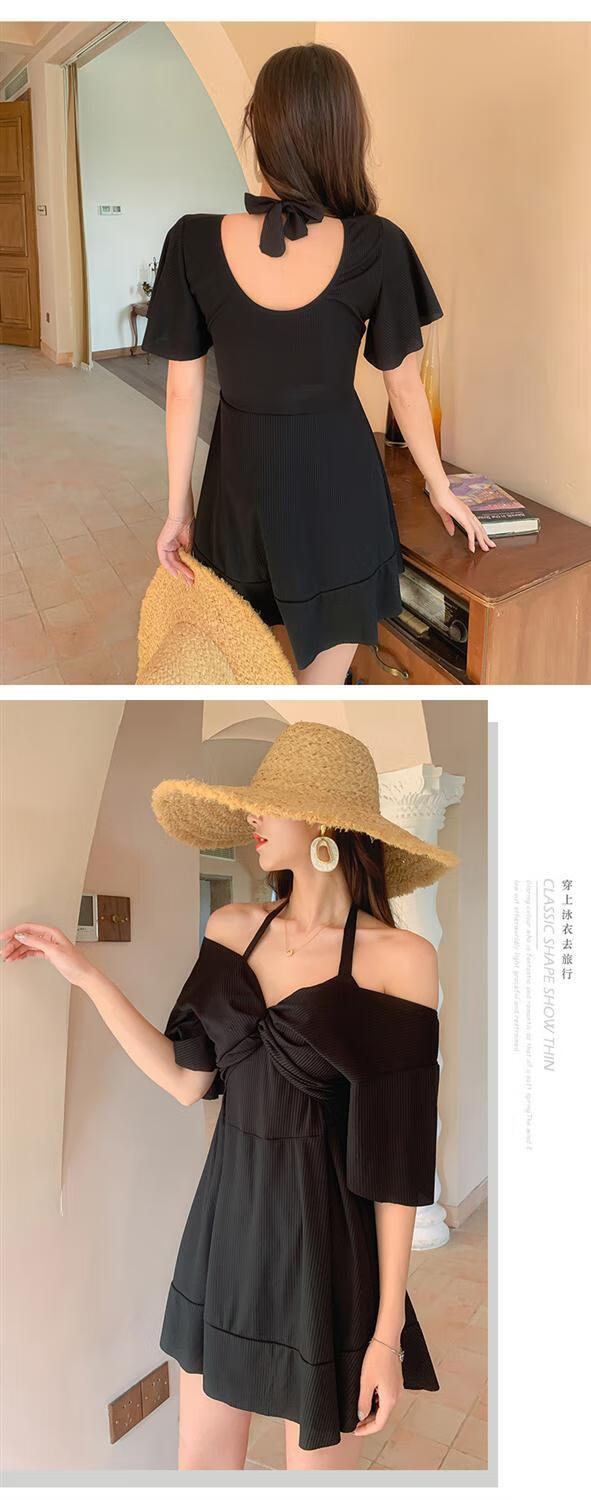 霏楚新品泳衣女大码泳衣女显瘦遮肚微胖女孩连体夏保守中长款裙式性感