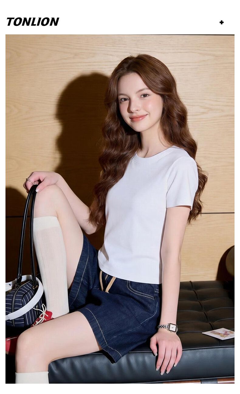 TonLion Women's Slim Fit Short Sleeve T-Shirt Summer New Cartoon Design Trendy Top for Petite 7