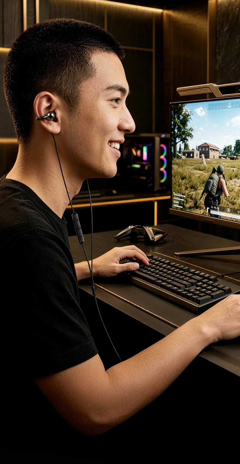 Zhiguozhe 2026 Latest Wired Clip-On Earphone with Computer Microphone 2-in-1 Non-Bone Conduction In-Ear Type-C Dual 3.5mm Round Port Desktop USB Laptop 24