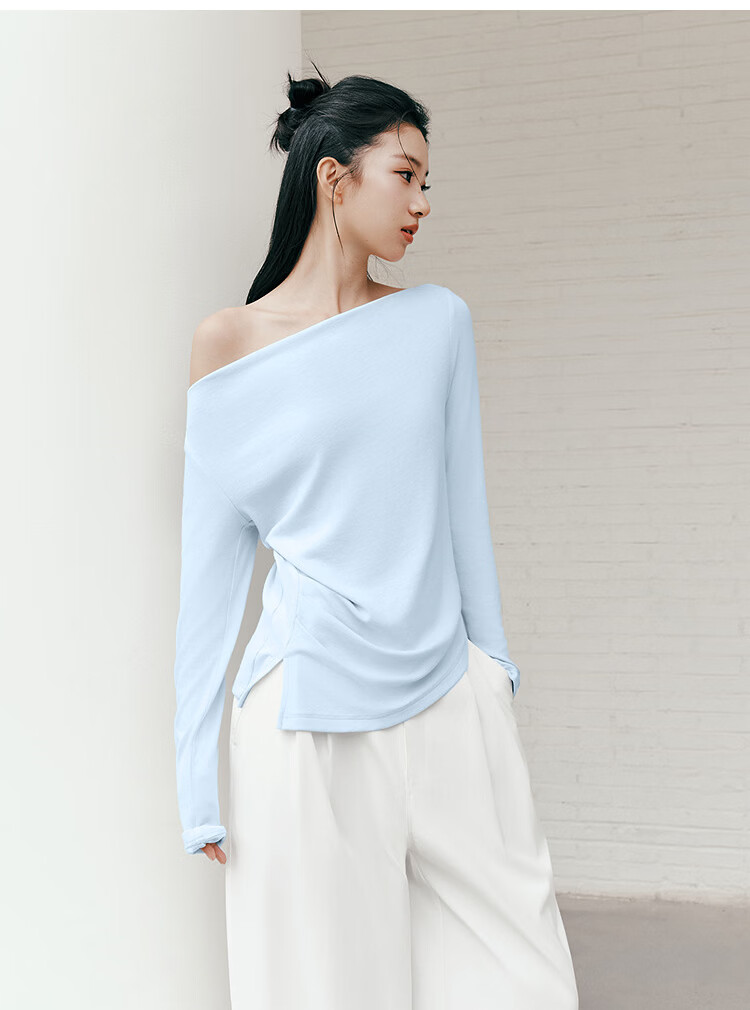 Semir Women's Long Sleeve Crop Top Off-Shoulder Waist Slim Fit Shirt 26 Autumn One-Shoulder Elegant Outerwear 10A526101001 19