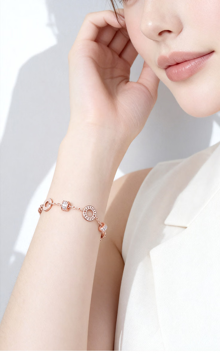Aji Bean Women's Bracelet Fashion Trendy Simple Versatile Crystal Double Layer Stacking New Chinese Style National Wind Hand Chain 7