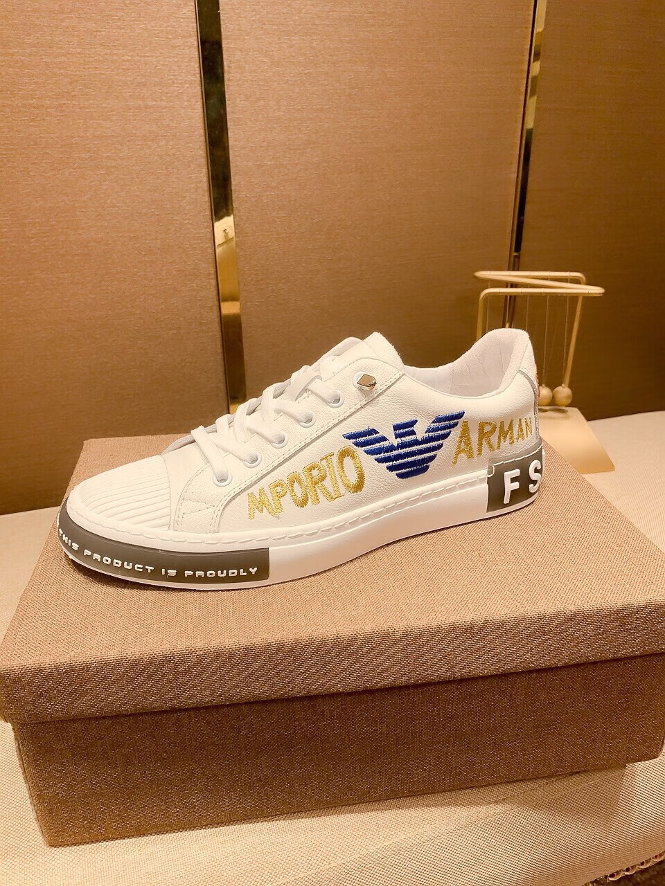 意大利阿·玛尼联名鞋子刺绣男鞋鞋小白鞋四季款低帮板鞋 1号红色 43