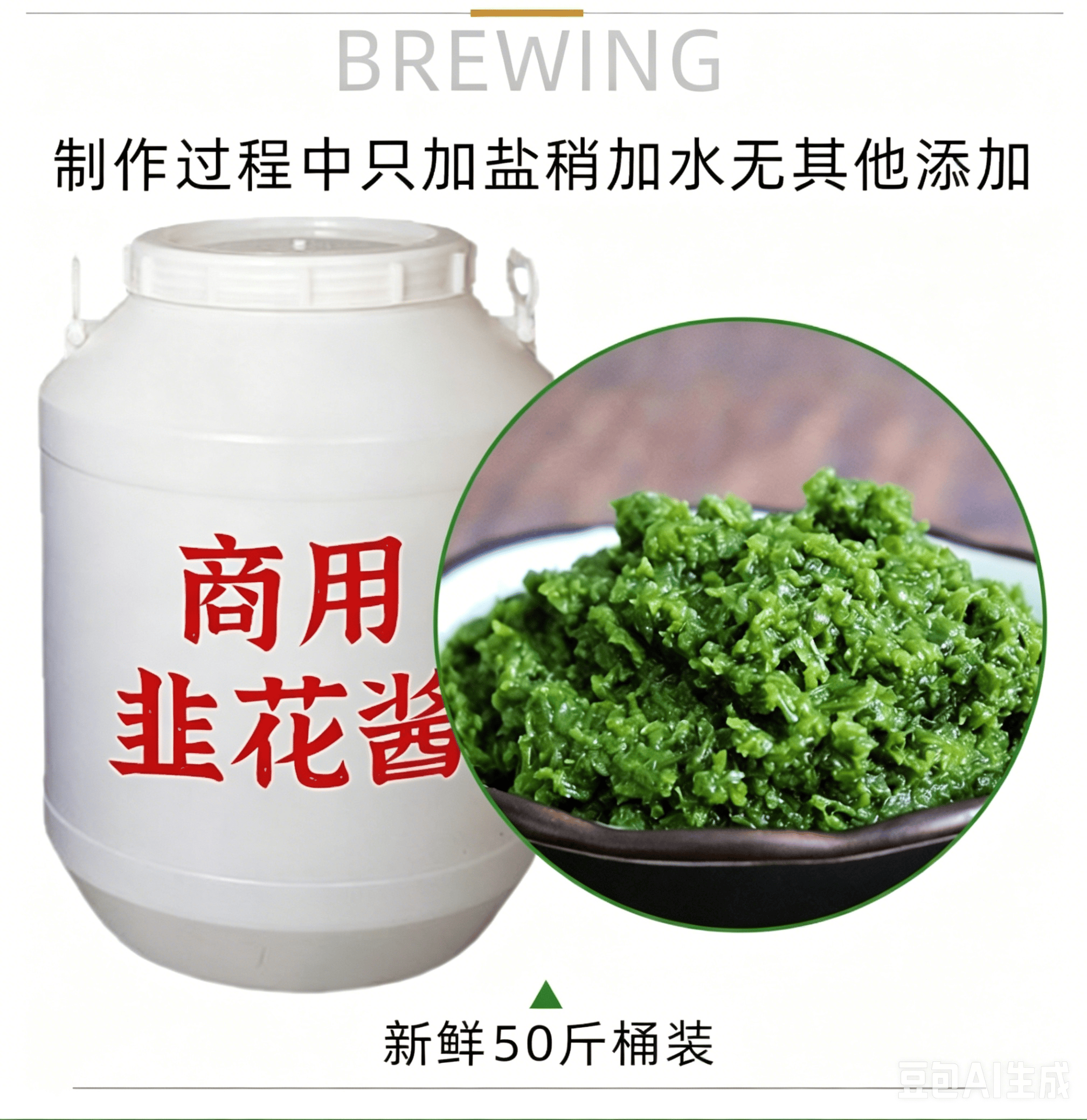 内蒙古锡林郭勒草原野生韭菜花酱50斤商用大桶批发韭花匠高端定制品牌