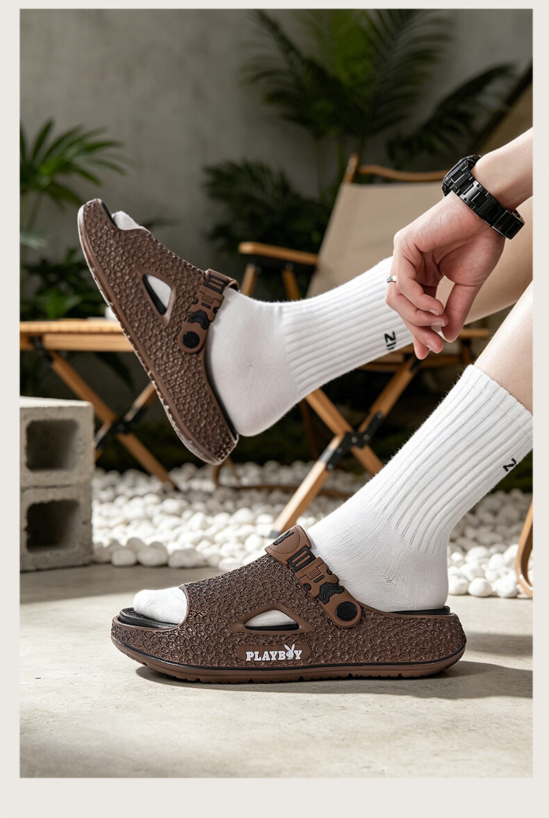 PLAYBOY Men's Squishy Flip Flops Summer 2026 New Outdoor Non-Slip Casual Beach Sandals 13