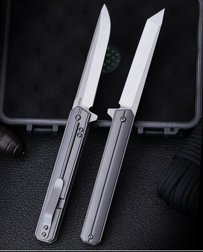 菊田水果刀s35vn钢折叠 户外具钛合金随身锋利小防身折具 乳白色 60