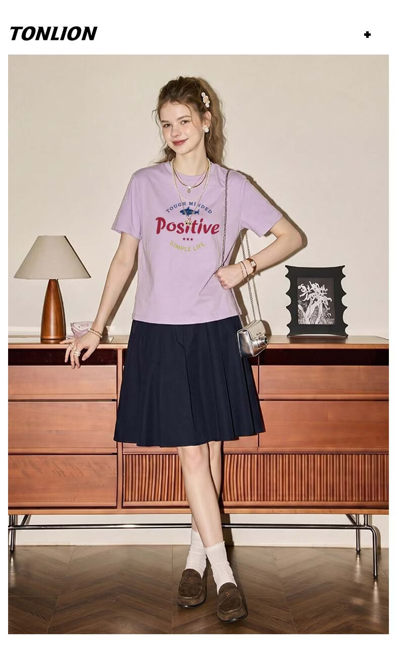 TonLion Cotton Short Sleeve T-Shirt for Women Summer New Loose Slim Fit Base Layer Half Sleeve Trendy Letter Design Top 10