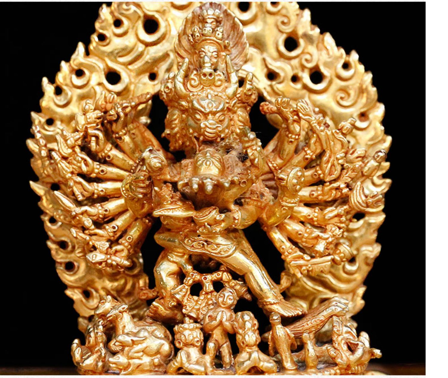 大威德金刚佛像尼泊尔进口纯铜佛像居家供佛全鎏金密宗佛像摆件【图片