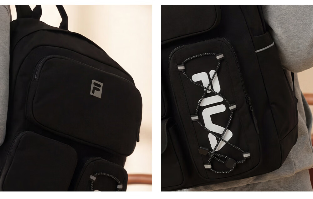 FILA Yi Yangqianxi Men's Multi-Pocket Gym Sports Daily Backpack Laptop School Bag 15