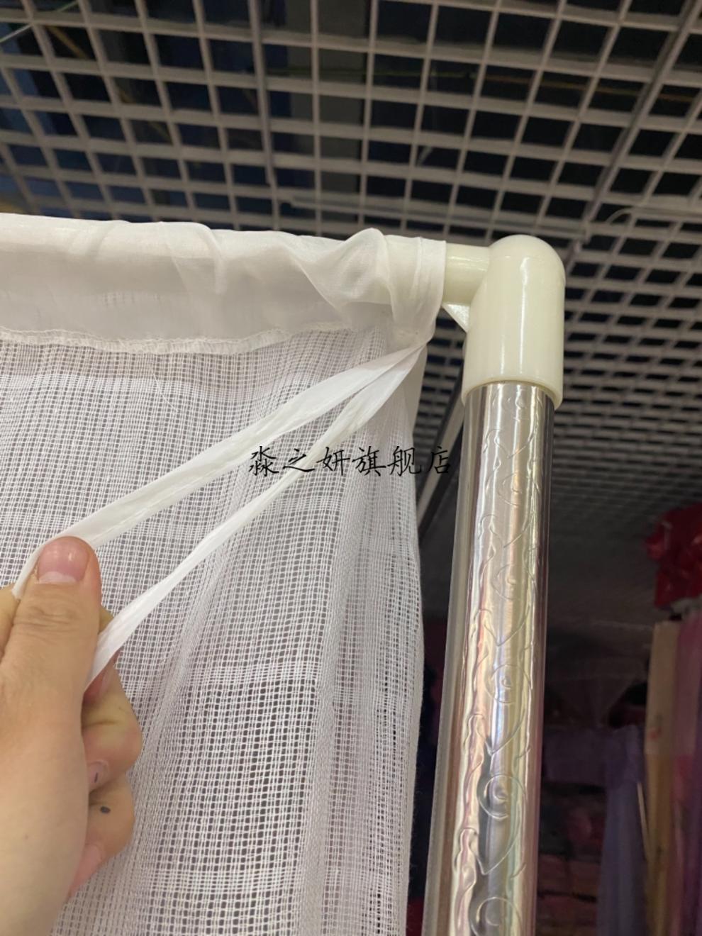 农村老式架子床蚊帐传统老式蚊帐加密家用老款有无支架全棉棉纱穿杆