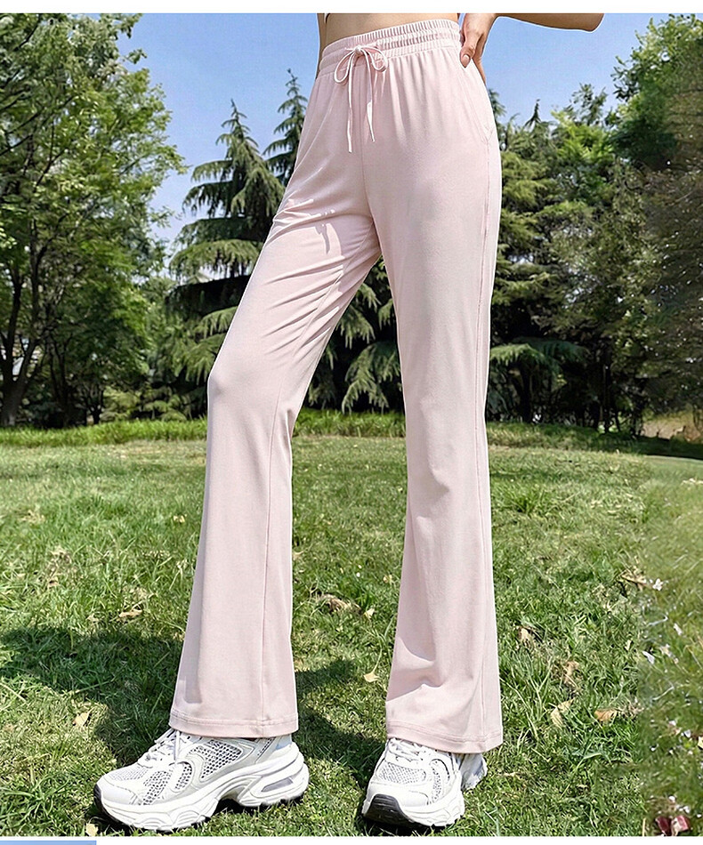 Baleno Women's Summer Sun Protection Cooling Flared Pants New Ice Silk Bell-Bottom Pants Outdoor Fitness Sports Casual Yoga Pants 13
