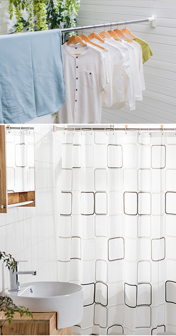 Youjialiangpin Retractable Stainless Steel Rod, No Drilling Required, Shower Curtain And Clothes Drying Rod, 25mm Diameter Tube, 160-300cm Length, Bathroom Dry-Wet Separation, Extended Curtain Rod 9