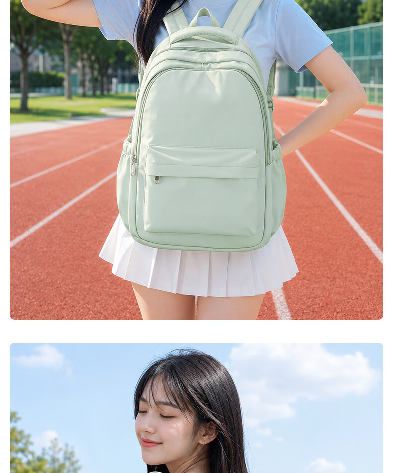 Landcase Backpack for Middle School Girls, High School and College Students, Stylish Campus Shoulder Bag, Unisex Laptop Backpack 1606 Light Green 18