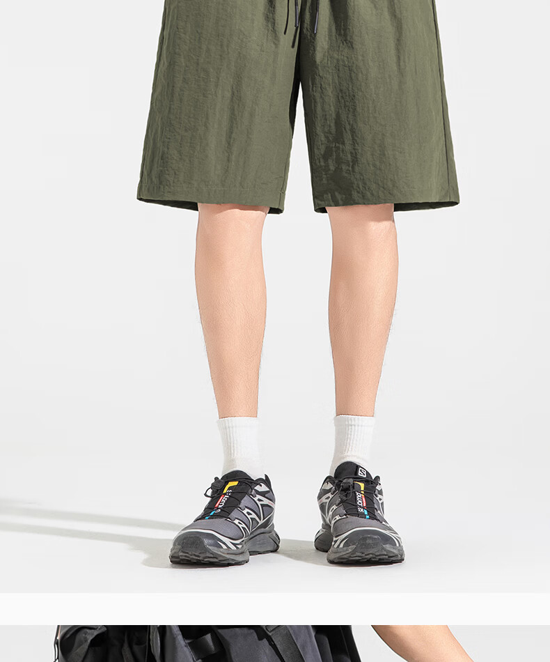 MINISO Men's 5-Inch Purple Ice Silk Functional Shorts Summer Youth American Casual Cargo Pants Khaki M 19