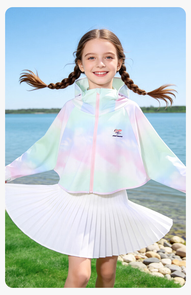 Disney Girls UPF50+ Cooling Breathable Sun Protection Jacket Hooded UV Protection Coat Purple Green Size 120 10