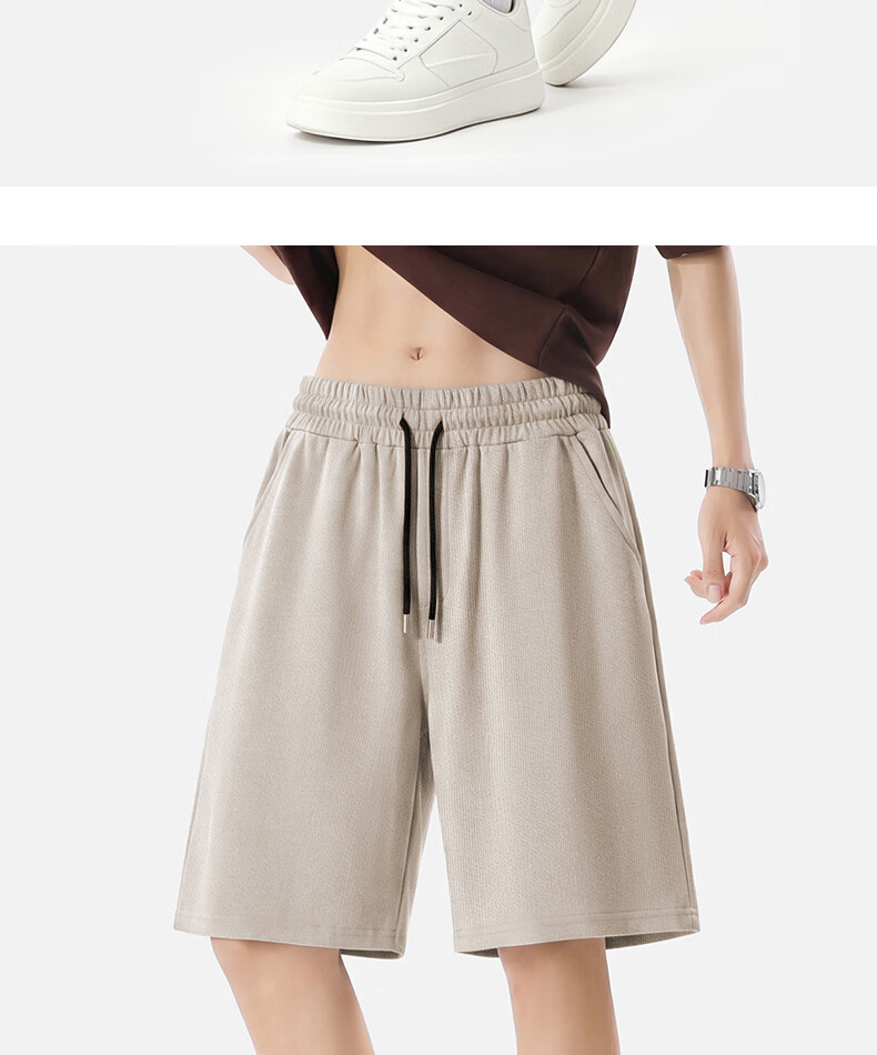 MINISO Men's Casual Summer Cotton Shorts, Basic Loose Fit Black Z, Size L 22