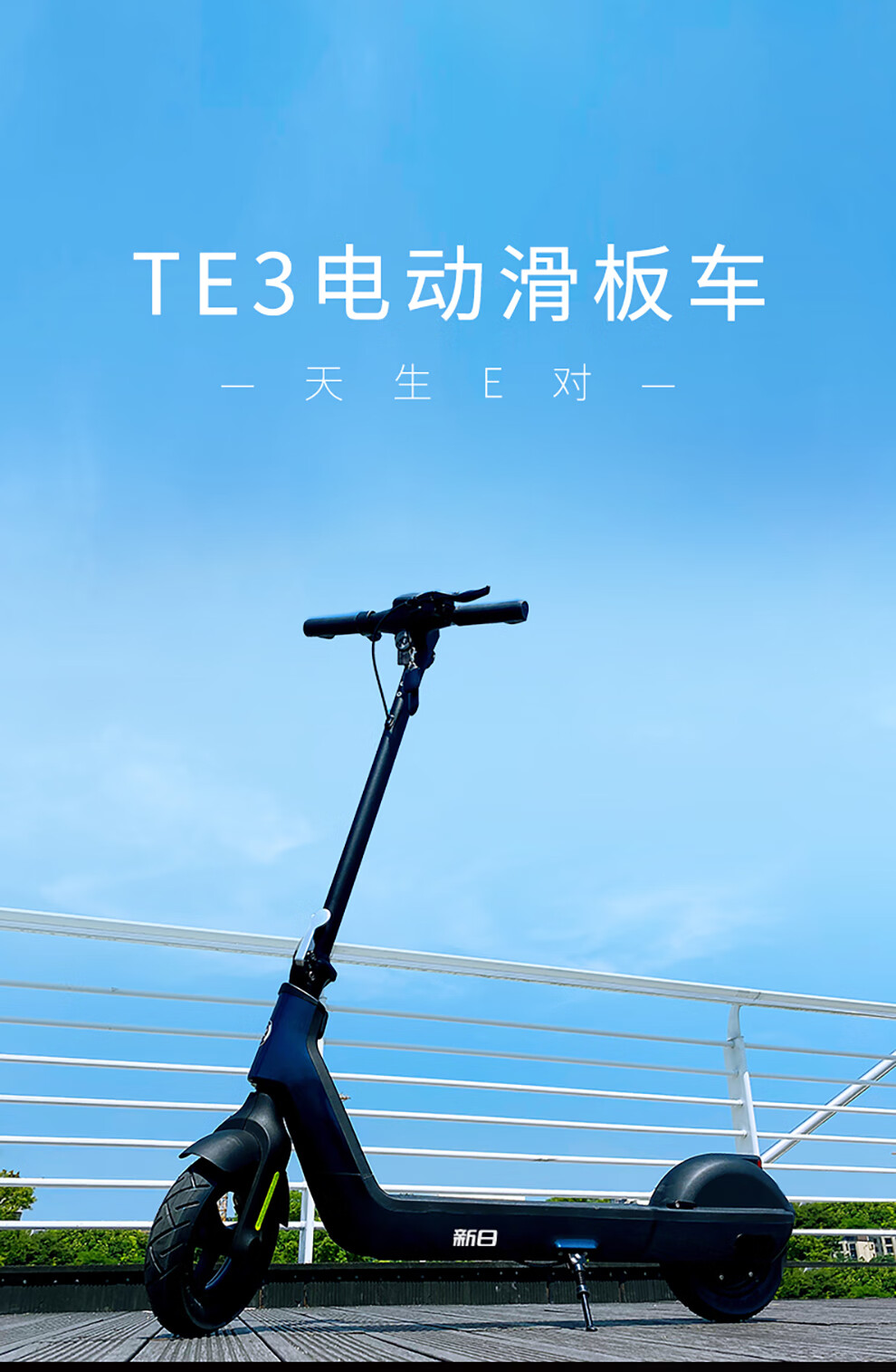 新日折叠电动车滑板车te3代步长续航约50km10寸防刺轮胎晶珠亮白基础