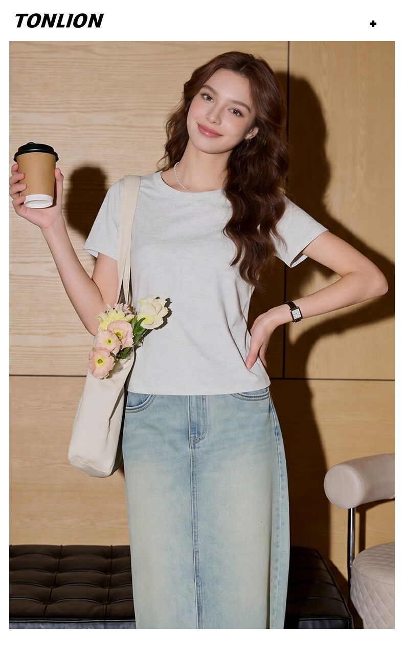 TonLion Women's Slim Fit Short Sleeve T-Shirt Summer New Cartoon Design Trendy Top for Petite 10