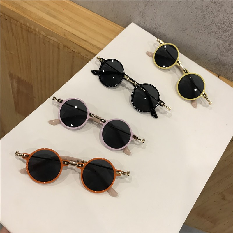 框眼镜儿童太阳镜男女童小巧女孩眼镜男孩墨镜潮宝宝紫色83130小圆框