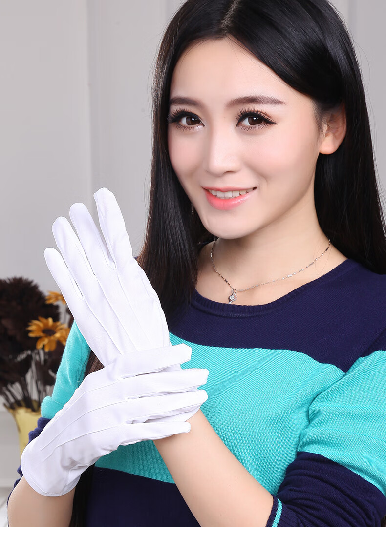 礼宾白色棉手套 礼宾白手套白手套女礼仪阅兵薄款工作开车纯棉文玩