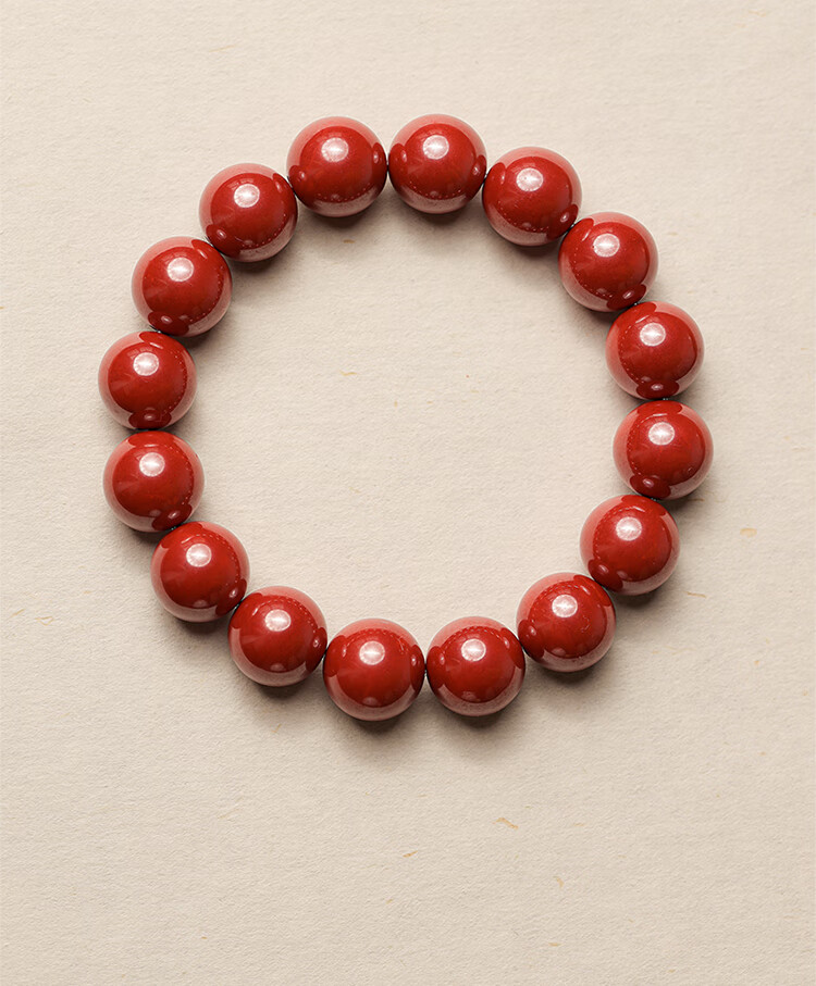 苏小白 原矿高含量朱砂帝王砂单圈男士手串散珠素圈本命年手链女 6mm