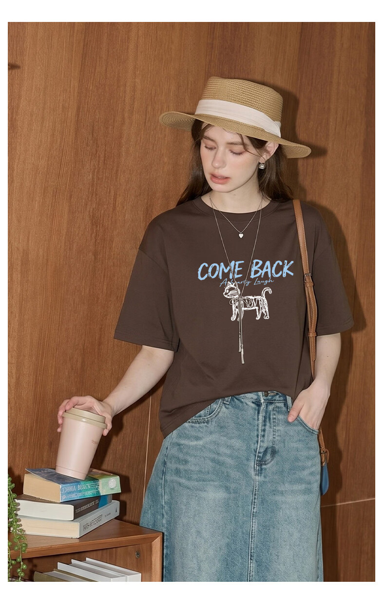 TonLion Women's Pure Cotton Short Sleeve Summer New Round Neck Loose T-Shirt Trendy Cartoon Anime Design Top 18