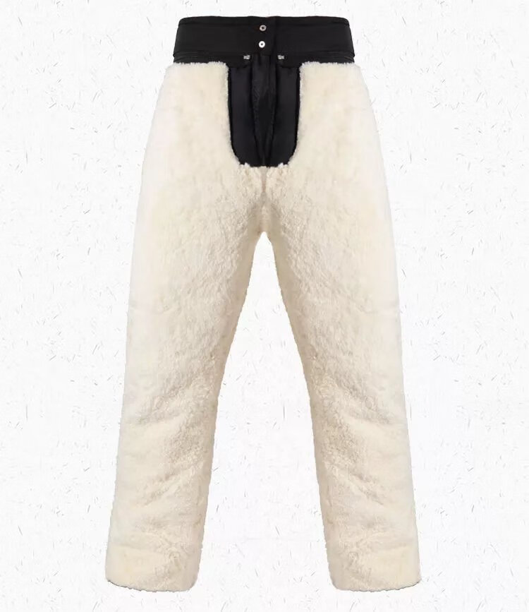 老年羊毛棉裤男加绒加厚真皮保暖皮毛一体羊皮棉裤子外穿冷库保暖裤子