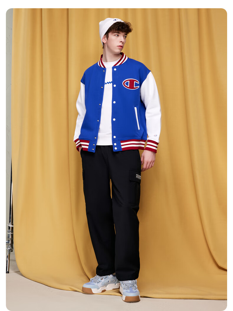 champion 冠军2022秋冬新款棒球服加绒加厚大clogo开襟夹克 黑色 m