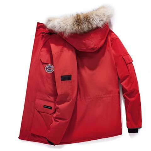 海外高端加大加厚鹅冬季08远征狼毛羽绒服男女同款情侣中长款外套